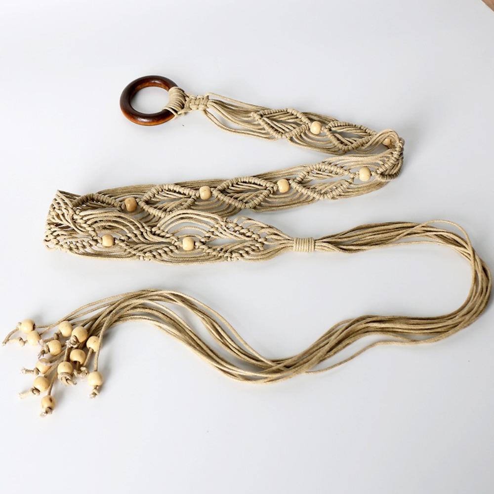 Retro Knotted Tassels Waist Belts Bohemia Style Dress Slim Waistband Dress Waistband Accessories