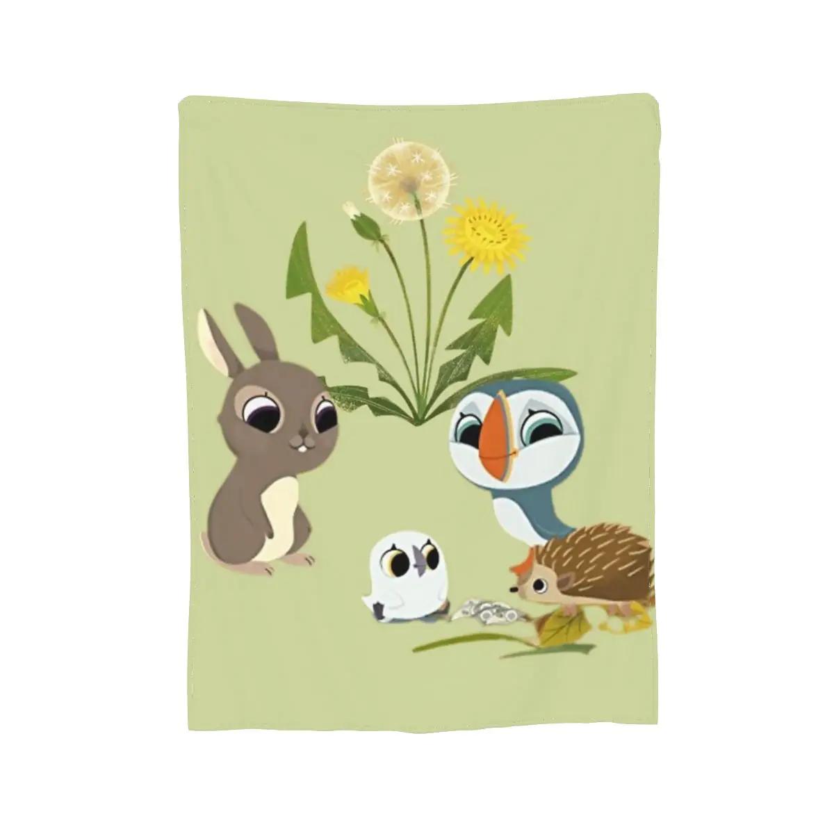 

Flannel Throw Blanket Lovely Puffin Rock Together Blankets Soft Bedspread Warm Plush Blanket for Bed Picnic Travel Home Couch 75x90cm