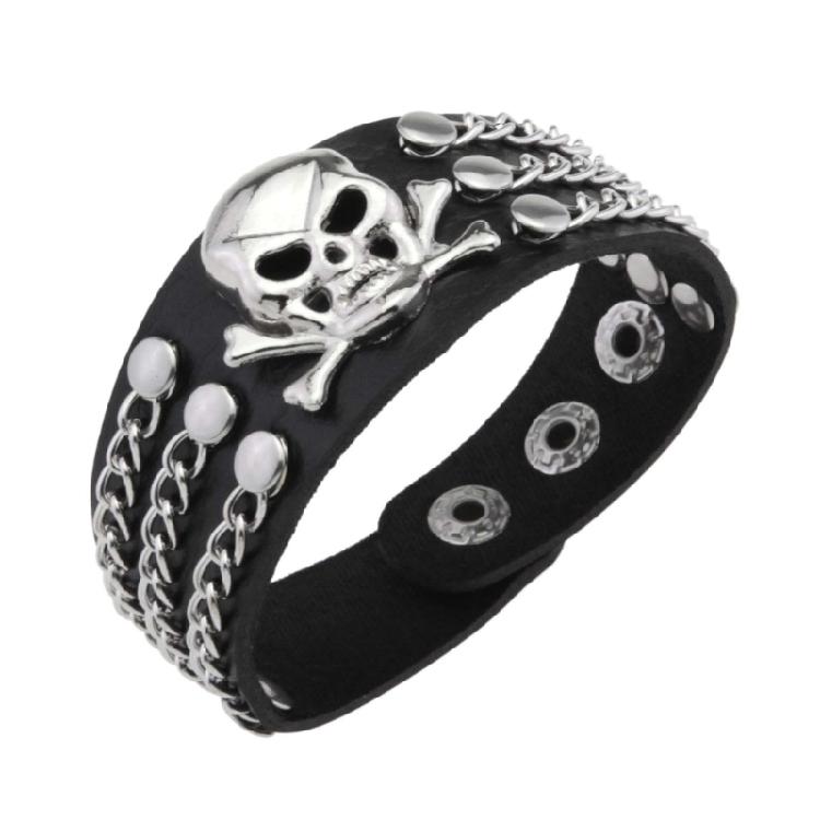 Wielofunkcyjna Metalowa Bransoletka z Czaszką Podkreślająca Eleganckie Style na Różne Okazje, Takie Jak Imprezy i Koncerty Dekoracja
