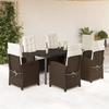 VidaXL 7-Piece Garden Dining Set with Cushions, Table and Chairs with Adjustable Backrest, Outdoor Patio Furniture 3212346