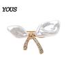 Electroplated Bow Pin Irregular Rhinestone Brooch Pin, White Alloy Lapel Decorative Badge for Clothes Bag Hat Scarf Suit Oxidation Resistant