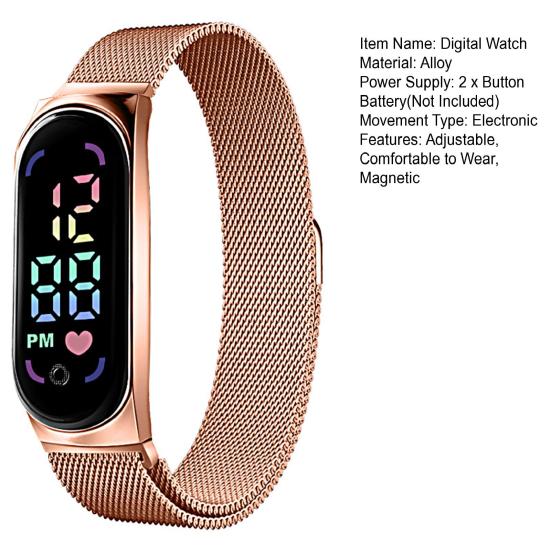 Relógio Eletrônico Magnético Multifuncional Ajustável Tela LED À Prova d'Água Mostrador Retangular Relógio de Estudante Uso Diário