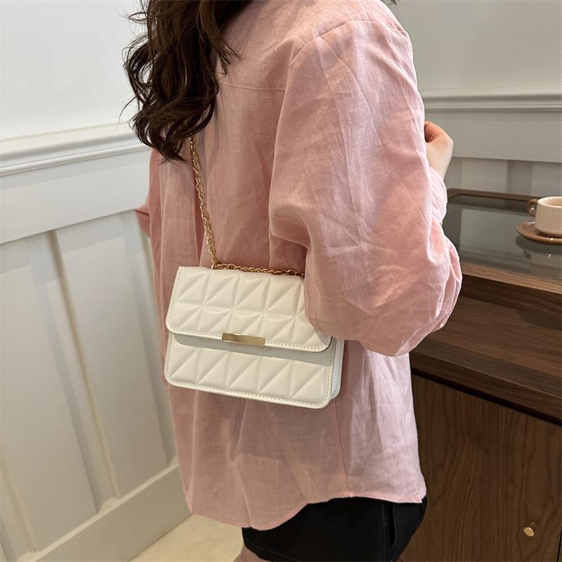 Stylish Chic Small Crossbody Bag Trendy Fashionable Chain Shoulder Purse In Black Pink White Blue