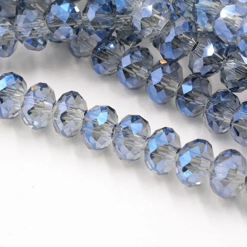 Dark Blue Multicolor 4/6mm 145pcs Rondelle Austria Faceted Crystal Glass Beads Loose Spacer Round Beads for DIY Jewelry Making