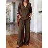 Women S Long Sleeve Solid Color Loose Casual Two Piece Set