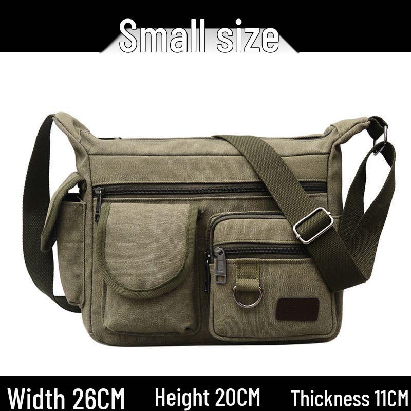Hochwertige Herren-Canvas-Umhängetasche mit Doppeltaschen für Reisen