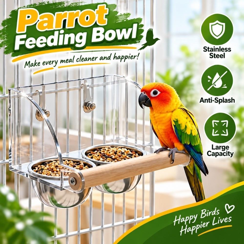 Stainless Steel Parrot Feeding Bowl Durable Bird Food Container Bird Food Water Bowl Parrot