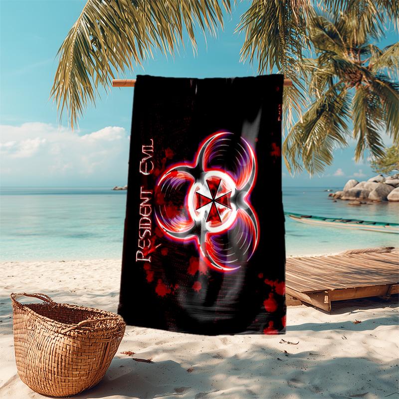 Resident Evil game, Umbrella Corporation, soft beach towel, outdoor camping vacation swimming beach towel, outdoor absorbent bath towel, Q10
