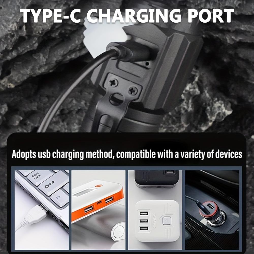 Portable outdoor flashlight, Four lighting modes, Pen clip design, Magnetic bottom, USB port charging