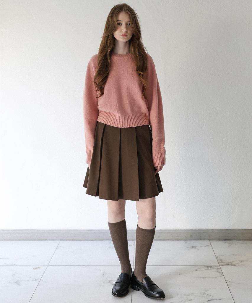 STAY WITH ME Fine Wool Crew Neck Knit (Pink)