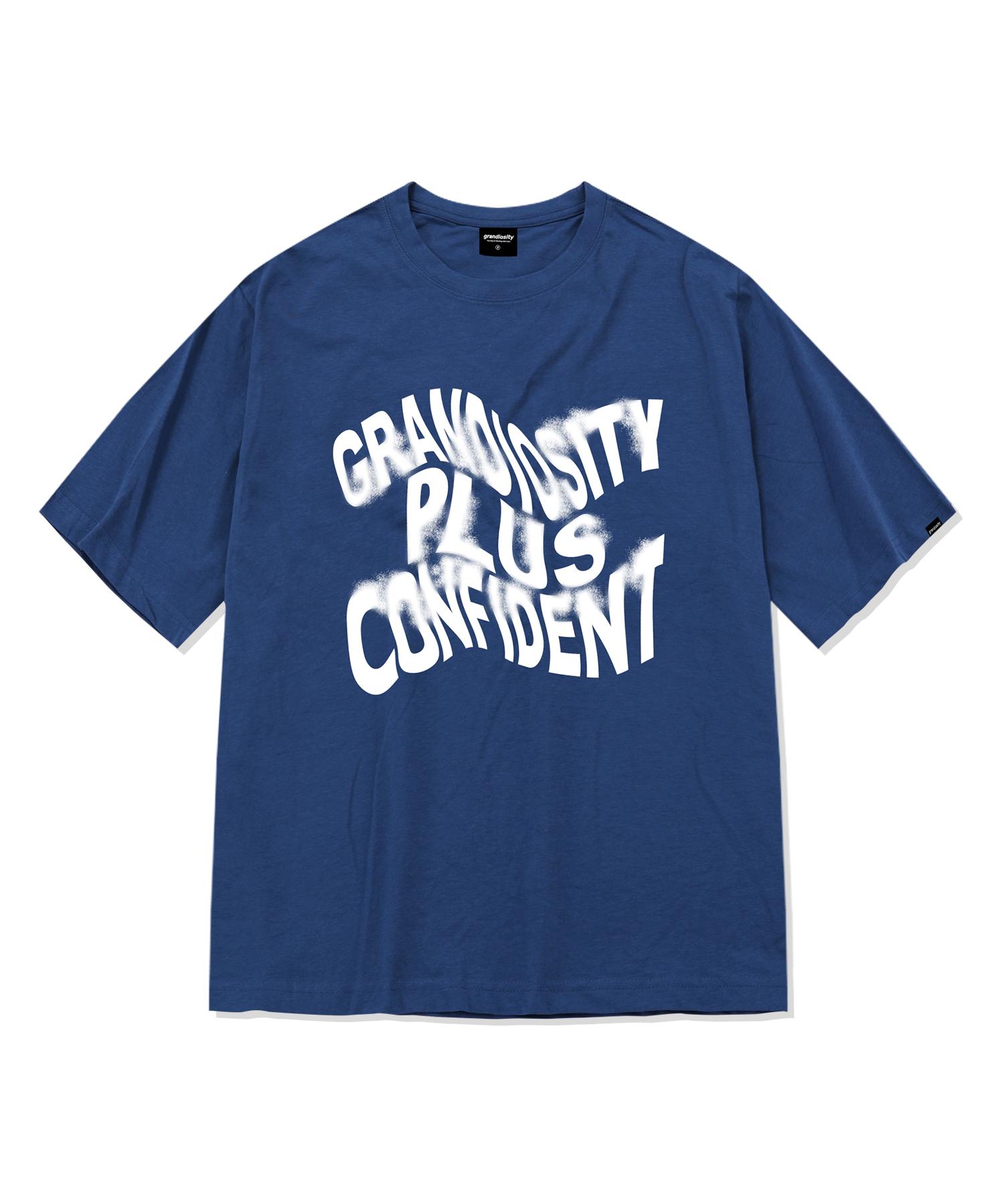 Grandiosity Wave Logo Oversized Short Sleeve T-Shirt (Blue Navy) Free