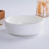 Korean Style White Bone China Vertical Stripe Dish - Shallow & Deep Options