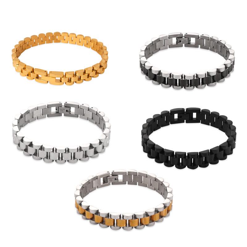 Men's Hip-Hop Minimalist Gold-Plated Titanium Chunky Chain Bracelet