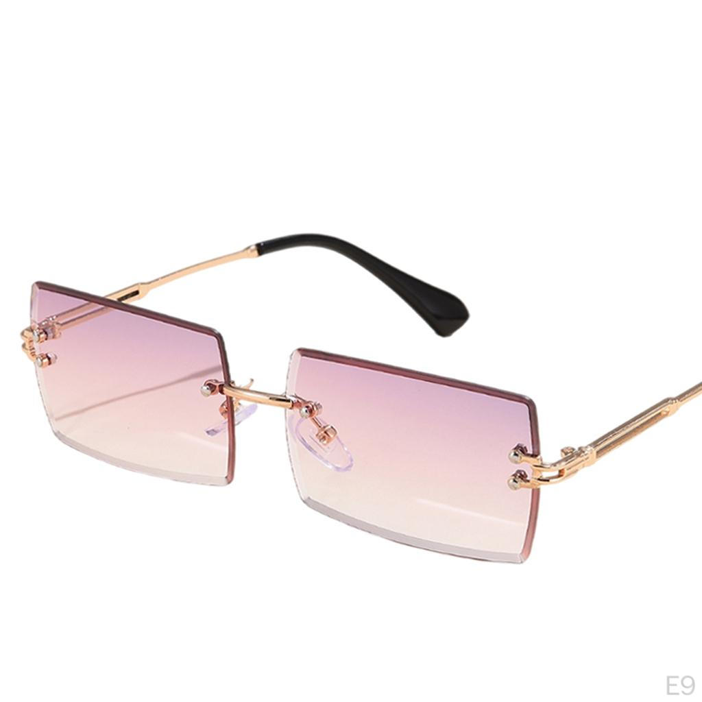 Sunglasses for , Rectangle Cut Retro Tinted Lens UV400 Rimless Shades
