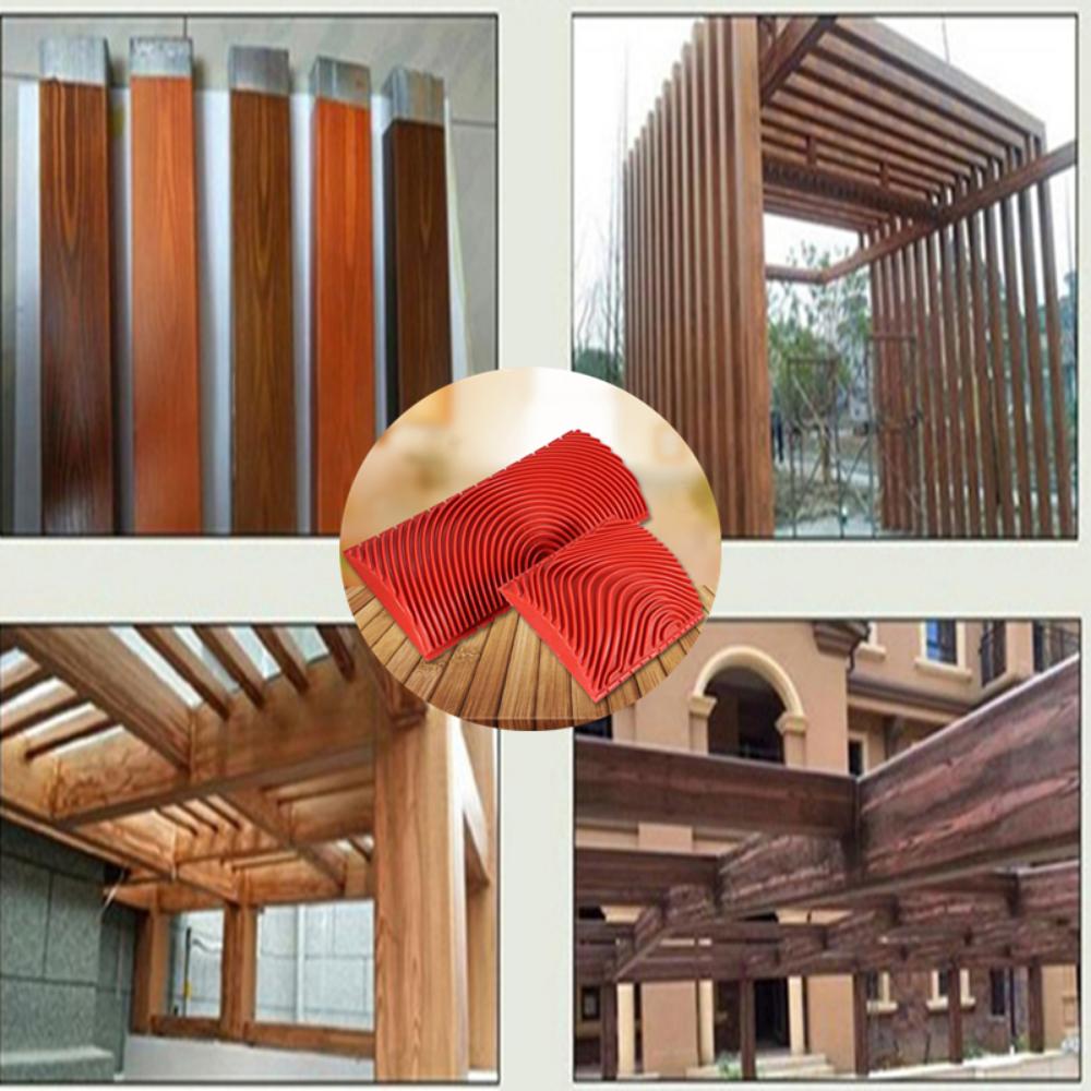 4Pcs/Set DIY Wood Grain Imitation Rubber Roller Brush - Embossing Painting Tool for Wall Decoration & Home Art