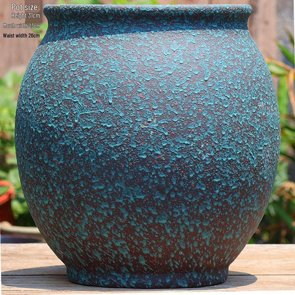 Large Vintage Ceramic Flower Pot for Indoor/Outdoor Plants - Breathable Tall Wide-Mouth Design for Bougainvillea & Succulents