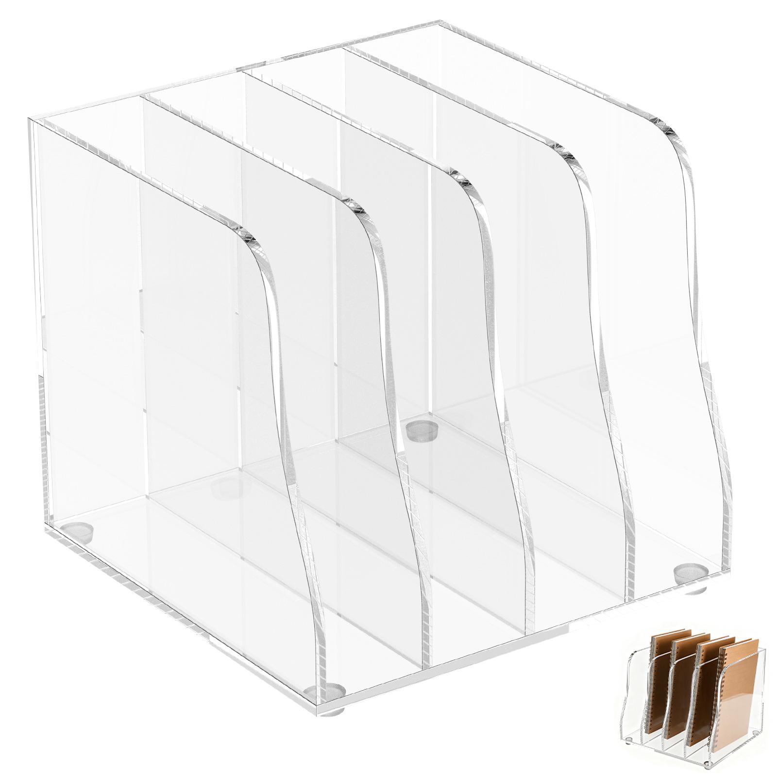 

Stylish Acrylic Desk Organizer 4 Vertical Compartments Clear Acrylic File Organizer for Home Office School Classroom Bookstore прозорий