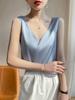 Dámský top camisole ze saténu s výstřihem do V - Bez rukávů, triacetátová základní vrstva na jaro.