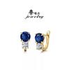Royal Blue Sapphire Natural Gemstone Earrings Women 18K Gold Plated Sterling Stud Hoop Dangle Jewelry