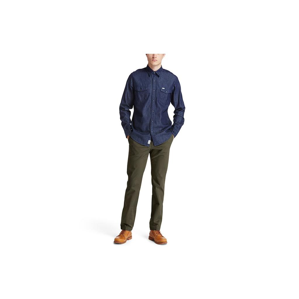 Timberland Casual Elastic Straight Breathable Solid Color Pants Men bottoms Army-Green A2BZA-A58