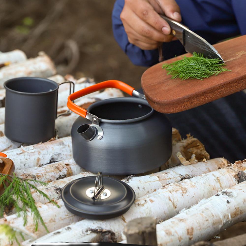 Outdoor Camping Cookware Set Aluminum Lightweight Equipment Outdoor Multi-person Picnic Easy To Carry and Equipped with Mesh Bag