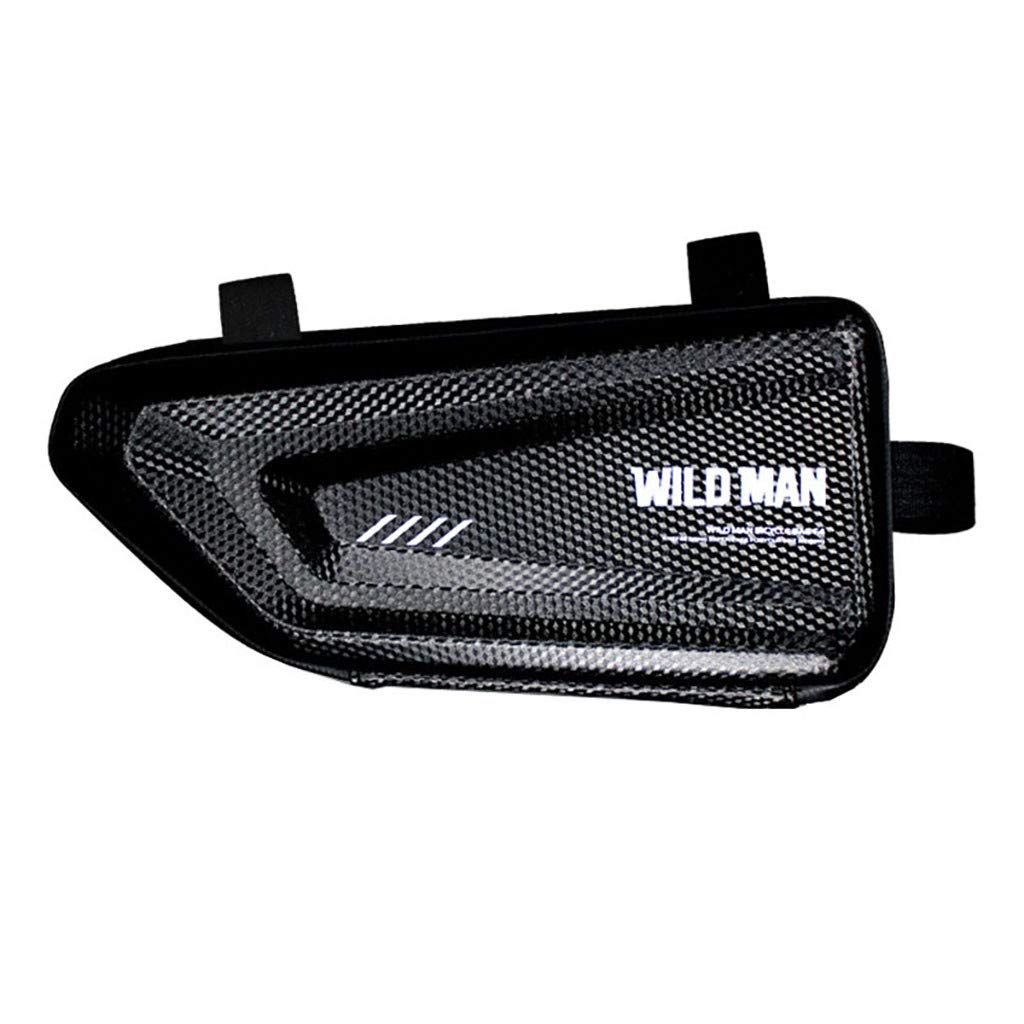 WILD MAN Rainproof Hard Shell Triangle Bike Saddle Bag, Under-Seat Frame, for Road and Mountain Cycling (Black, E4)
