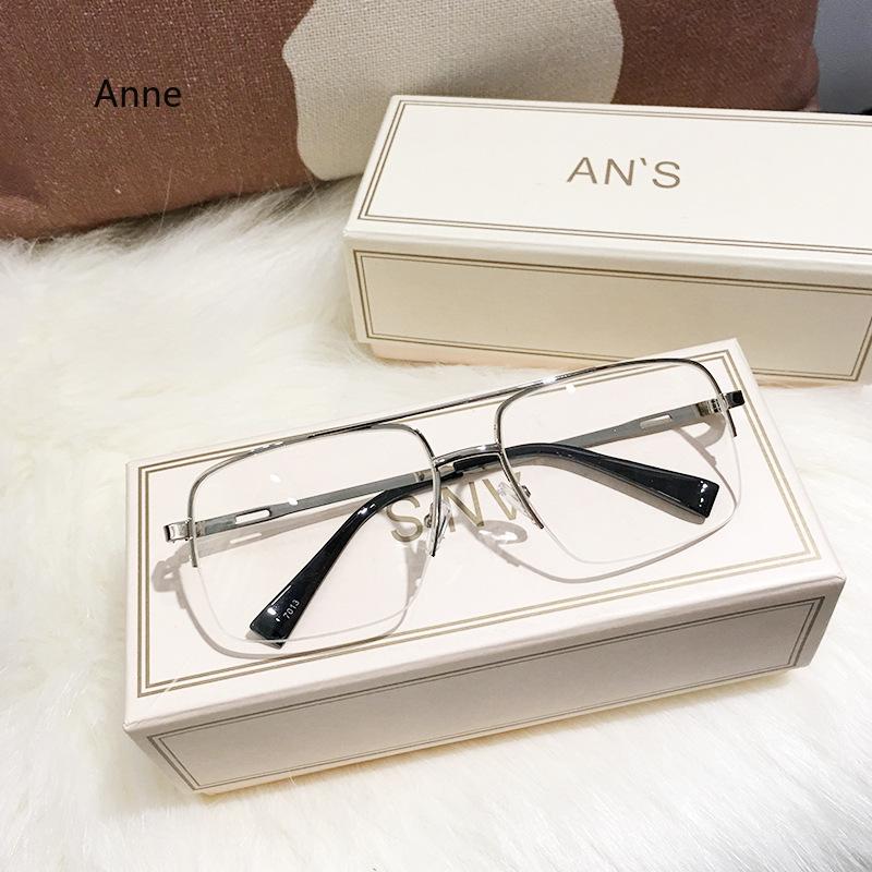 Men's and Women's Metal Sunglasses Square Half Frame Rice Nails Casual Trend Personality Retro Fashion Outdoor Sports Eyeglasses