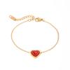 18K Gold Plated Red Agate Heart Bracelet - Trendy European & American Fashion Jewelry