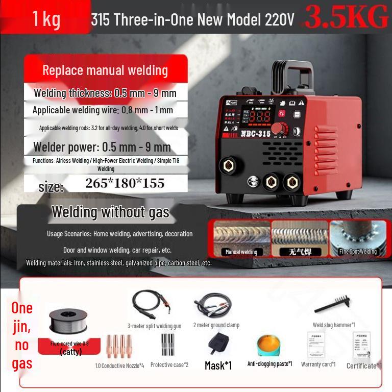 Naishunjia MIG-315 Gasless Welder: Manual, TIG, and Three-in-One Electric Welding.