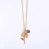 Birth Month Flower Pendant, Rose Flower Necklace Charms Set Stainless Steel