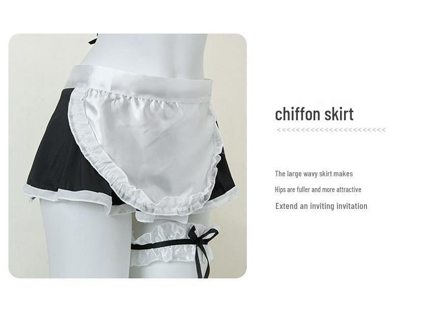 Night Listen Lingerie: Sexy See-Through Maid Role Play Set with Open Crotch, 3-Piece Women's Temptation Uniform