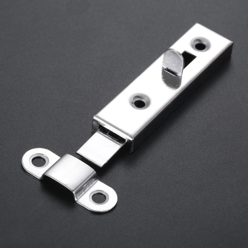 1pc Door Window Security Bolt Button Open Lock Latch Home Hardware with Screws 61*16mm Metal Silver
