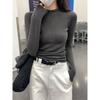 Women's Thermal Fleece Zipper Long-Sleeve T-Shirt with Half-High Collar - Autumn/Winter Warm Base Layer Top