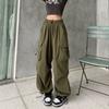 Design sense high street overalls women's new loose straight wide leg big pocket casual retro leggings tide