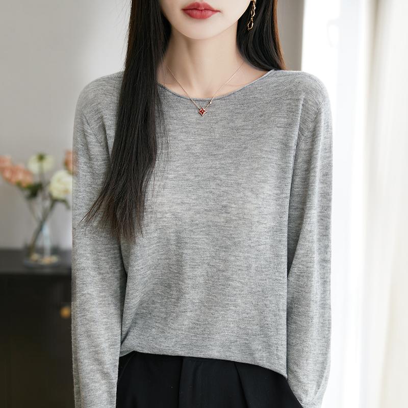 Dámský celoroční svetr z 50% vlny a 50% hedvábí | Lehký teplý pulovr z příze | Luxusní úplet z kašmírového hedvábí