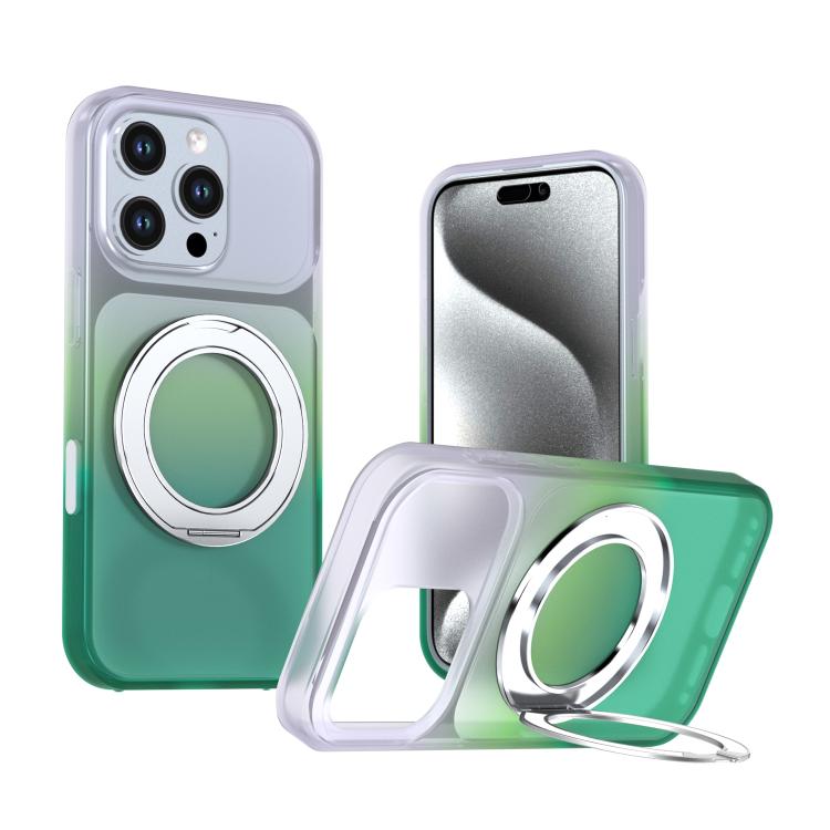 Phantom Skin Feel Gradient PC+TPU Phone Case With 360° Rotating Metal Holder, Magnetic Wireless Charging Shockproof Protective Cover