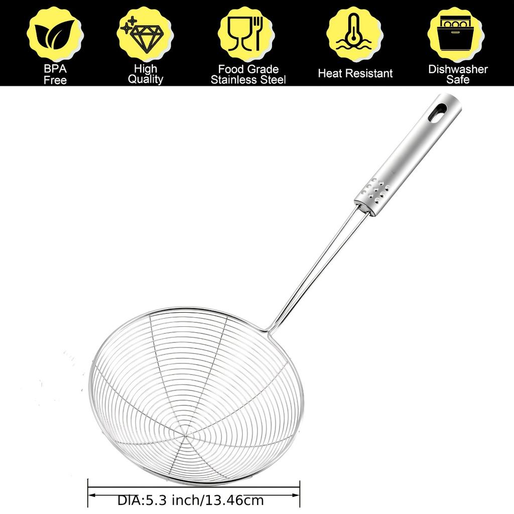 2/1PCS Stainless Steel Spider Web Shaped Filter Spoon, Pasta Filter Spoon, Long Handle - Fryer Filter - Used for Cooking and Frying