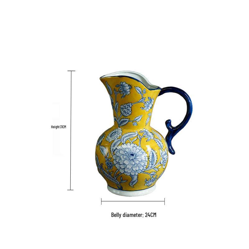 Retro Chinese Ceramic Vase for Living Room and Entryway Decor