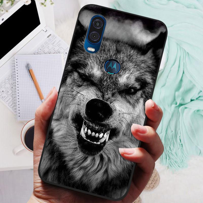 

Для Motorola One Vision Чохол Чорна Кришка Лев Вовк Силіконова М яка Задня Кришка Для Moto One Vision Чохол для Телефона Захисна Оболонка For Moto One Vision