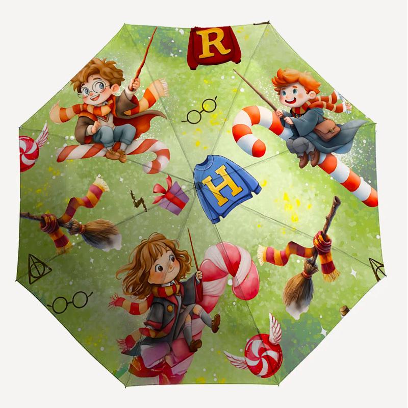 1PC Warner Harry Potter Hogwarts Umbrella-8-Rib Reinforced, Automatic Open, Lightweight & Durable-A79