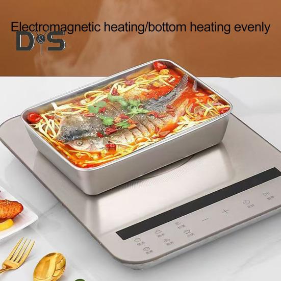 Stainless Steel Lunch Box with Transparent Lid Leakproof Food Container for Cheese Deli Meat Fruits Oven Baking Picnics Raised Bottom Patterns Food