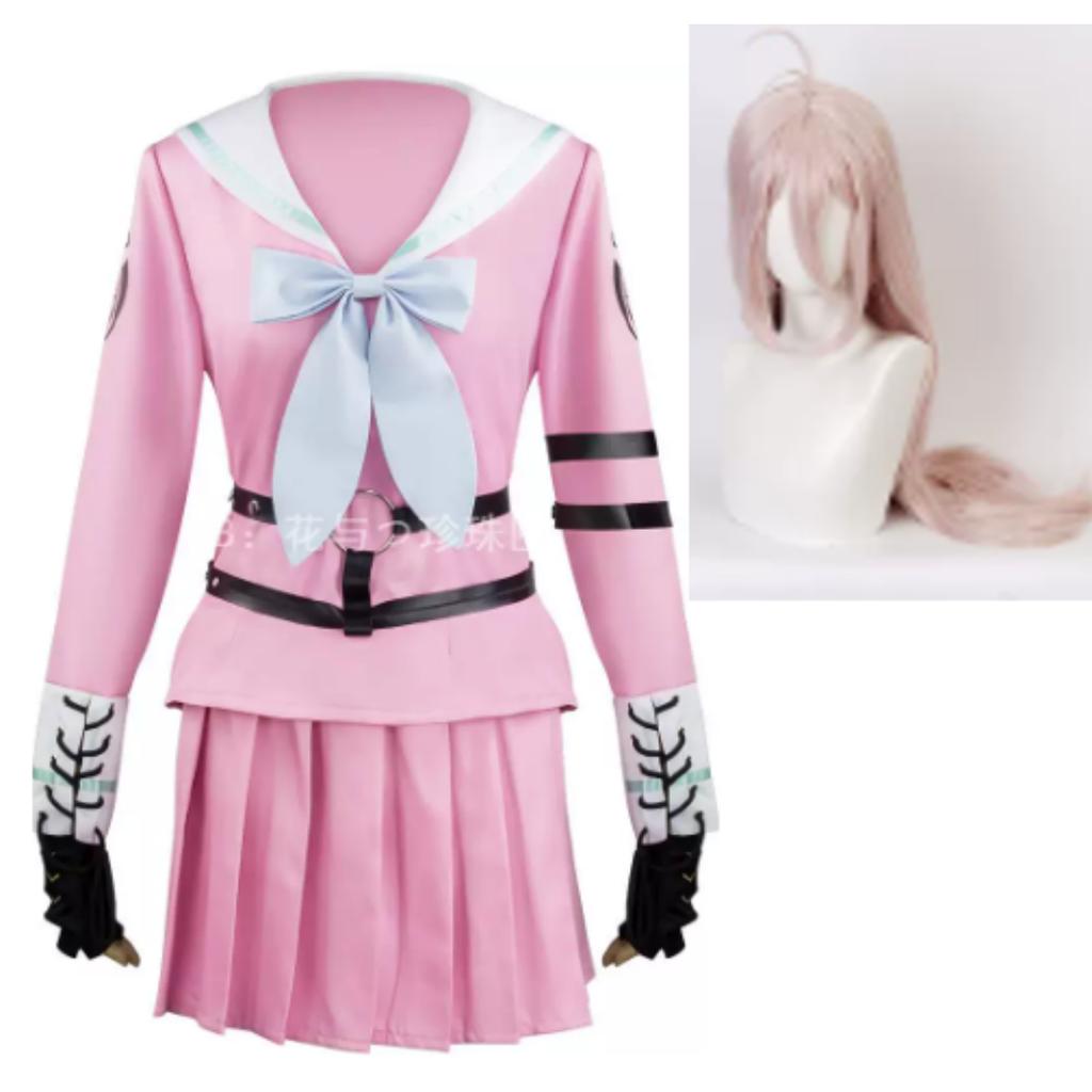 Anime-Spiel Danganronpa, Cosplay-Kostüm, Enoshima Junko Uniform, Kaffee-Arbeitskleidung, Kurzer Rock, Monokuma Kopfschmuck