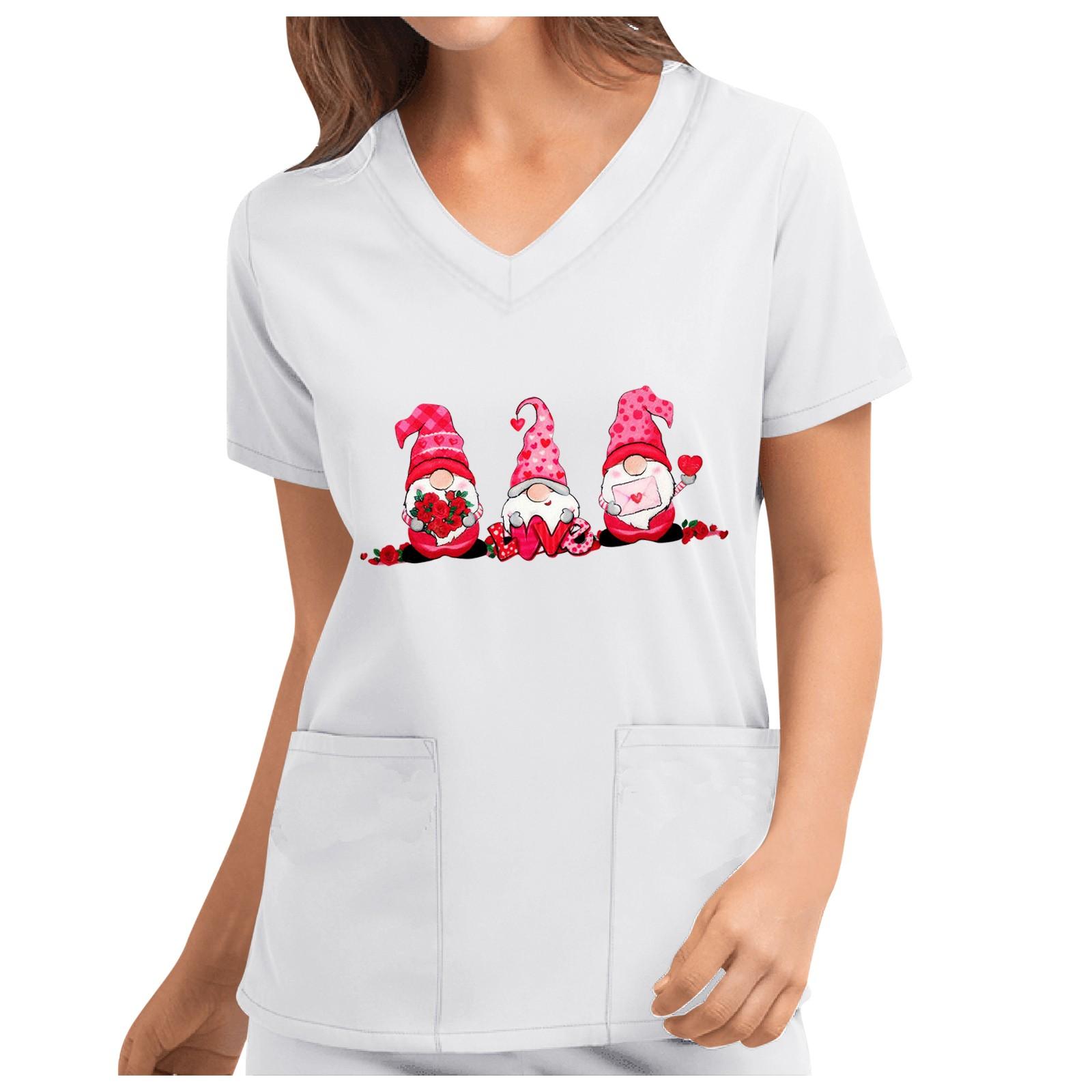 

Новый женский милый свободный топ с короткими рукавами и v-образным вырезом на День святого Валентина XXXL белый