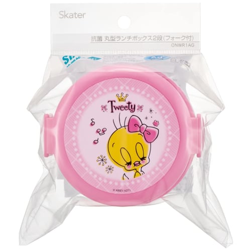Skater Antibacterial Bento Box, 2-Tier, Round, 500ml, TWEETY, Made In Japan, ONWR1AG-A