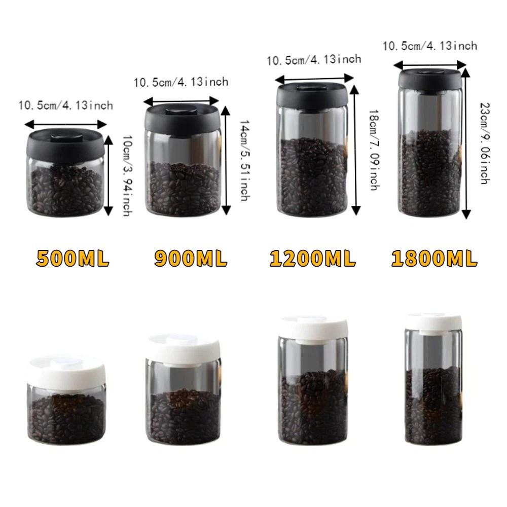 Press Type Coffee Bean Storage Jar Manual Glass Coffee Jar Vacuum Sealed Jar Home Use
