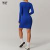 Moda Otoño/Invierno para Mujer, Manga Larga, Cuello Redondo, Falda Corta - Estilo Europeo y Americano, Vestido Ajustado Sexy