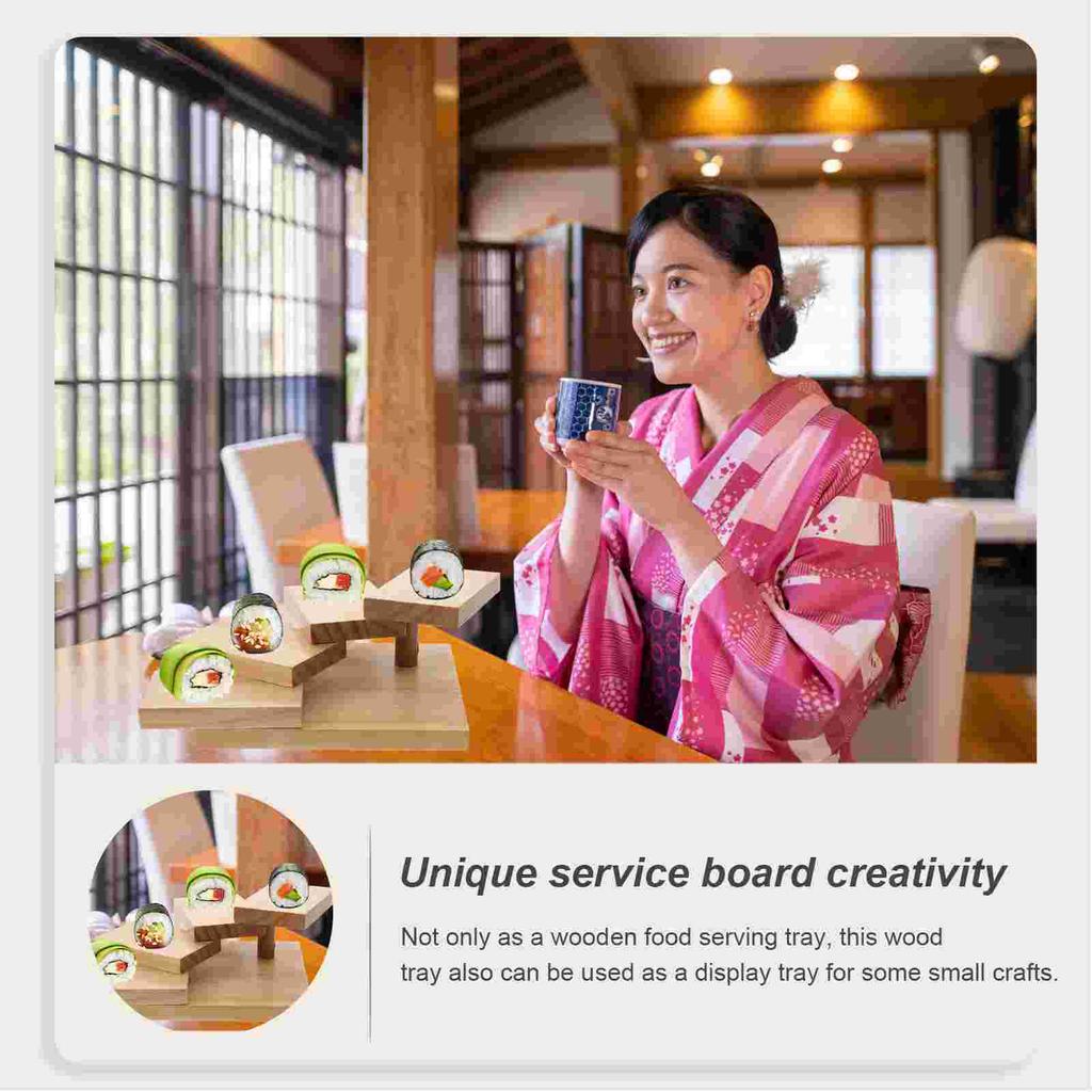 Sushi Boat Serving Tray Plate Rotating Wood Appetizer Plates Dinner Japanese Dishes