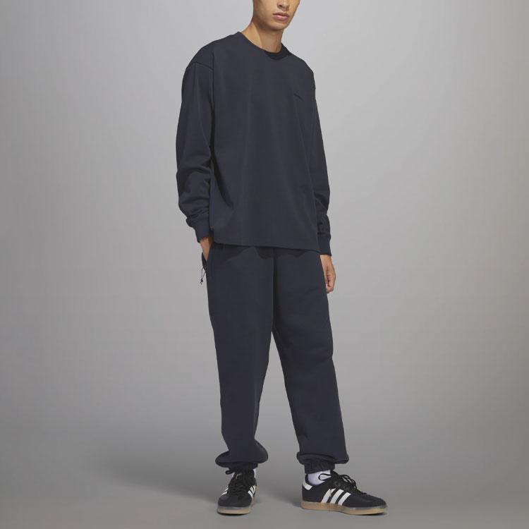 Adidas Originals Collaborative Solid Logo Sport Crew Neck Long Sleeve T-Shirt Unisex Tops Dark-Grey HN3437