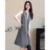 Demana Smart Chic Herbst V-Ausschnitt Ärmellos A-Linien-Kleid