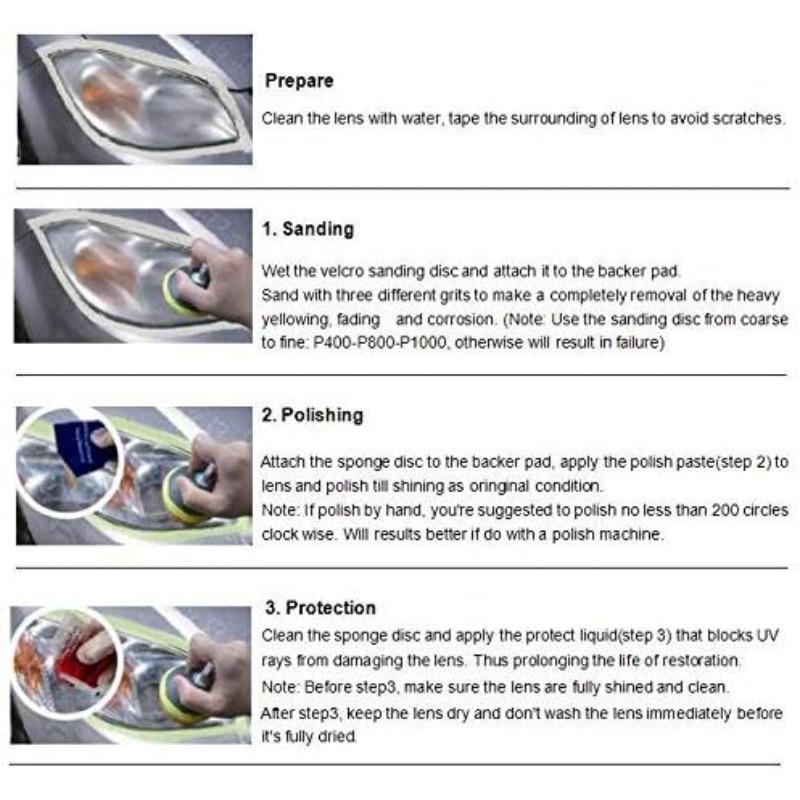 Professional Headlight Restoration Kit DIY Headlight Brightener Car Care Repair Kit Head Lens Clean Polish Machine